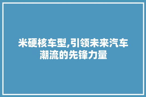 米硬核车型,引领未来汽车潮流的先锋力量