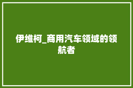 伊维柯_商用汽车领域的领航者