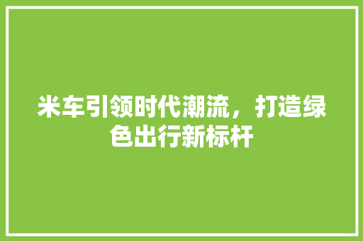 米车引领时代潮流，打造绿色出行新标杆