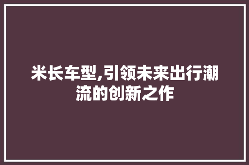 米长车型,引领未来出行潮流的创新之作