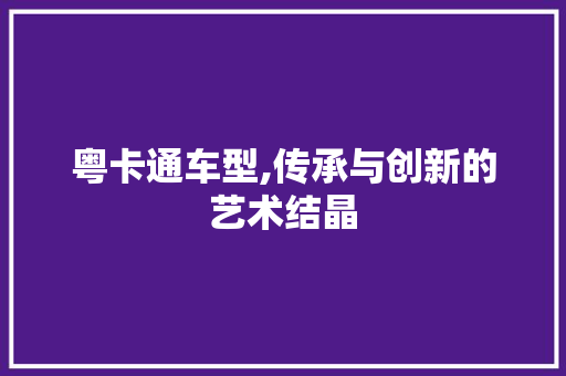 粤卡通车型,传承与创新的艺术结晶
