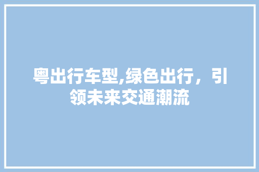 粤出行车型,绿色出行，引领未来交通潮流