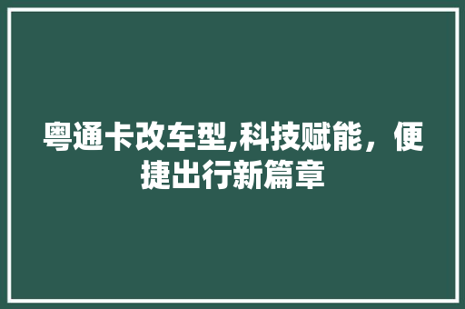 粤通卡改车型,科技赋能，便捷出行新篇章