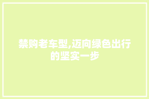 禁购老车型,迈向绿色出行的坚实一步