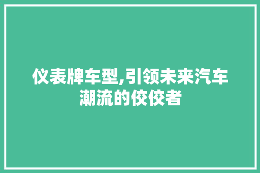仪表牌车型,引领未来汽车潮流的佼佼者