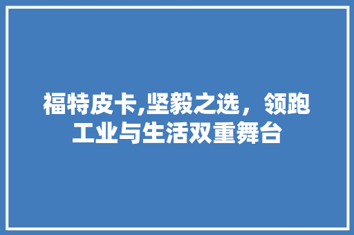 福特皮卡,坚毅之选，领跑工业与生活双重舞台