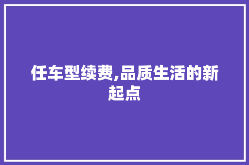 任车型续费,品质生活的新起点