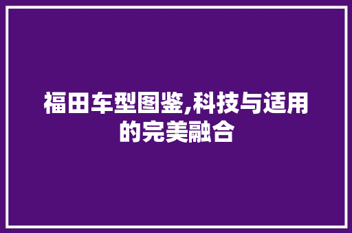 福田车型图鉴,科技与适用的完美融合