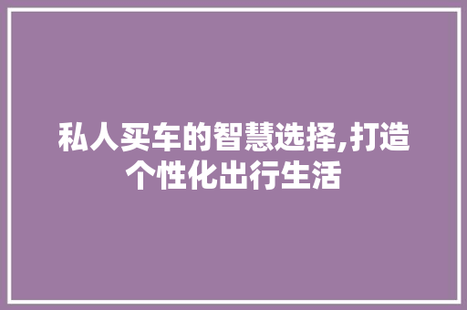 私人买车的智慧选择,打造个性化出行生活