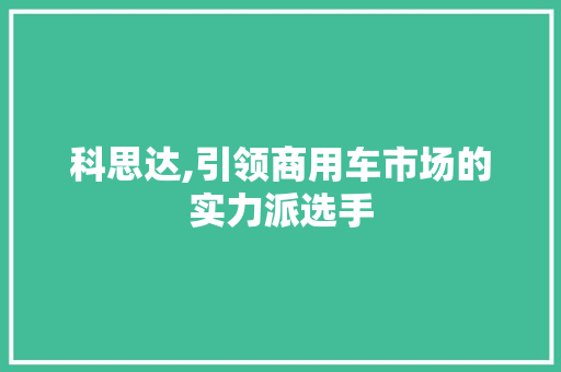科思达,引领商用车市场的实力派选手