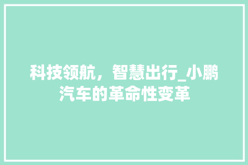 科技领航，智慧出行_小鹏汽车的革命性变革
