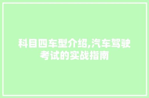 科目四车型介绍,汽车驾驶考试的实战指南