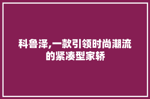 科鲁泽,一款引领时尚潮流的紧凑型家轿