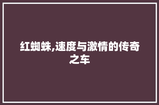 红蜘蛛,速度与激情的传奇之车