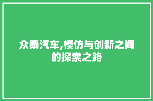 众泰汽车,模仿与创新之间的探索之路