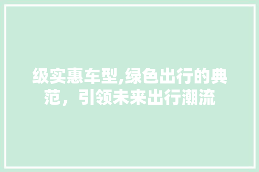 级实惠车型,绿色出行的典范，引领未来出行潮流