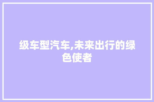 级车型汽车,未来出行的绿色使者