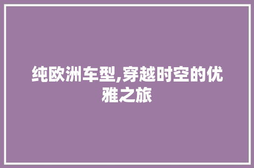 纯欧洲车型,穿越时空的优雅之旅