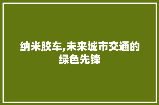 纳米胶车,未来城市交通的绿色先锋