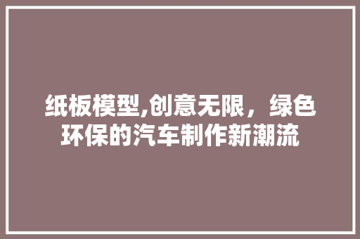 纸板模型,创意无限，绿色环保的汽车制作新潮流