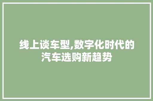 线上谈车型,数字化时代的汽车选购新趋势