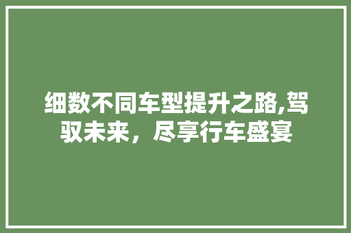 细数不同车型提升之路,驾驭未来，尽享行车盛宴