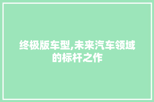 终极版车型,未来汽车领域的标杆之作