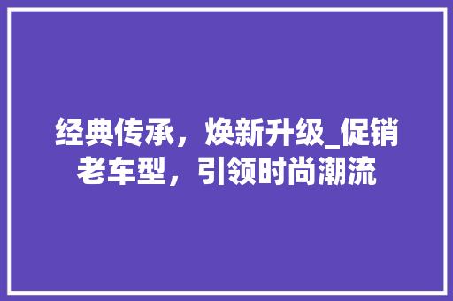 经典传承，焕新升级_促销老车型，引领时尚潮流