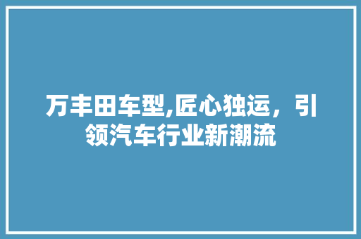 万丰田车型,匠心独运，引领汽车行业新潮流