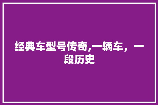 经典车型号传奇,一辆车，一段历史