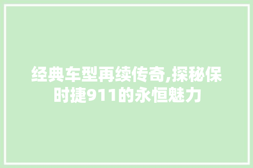 经典车型再续传奇,探秘保时捷911的永恒魅力 车灯配件