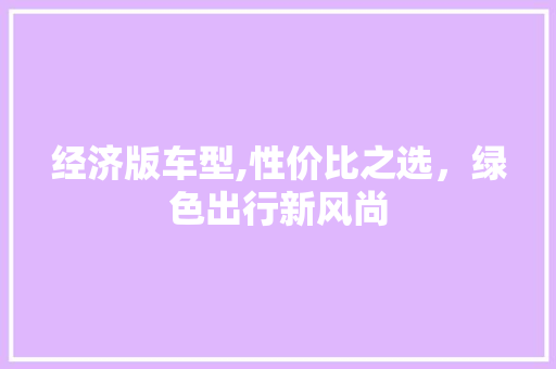 经济版车型,性价比之选，绿色出行新风尚