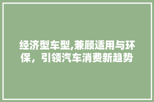 经济型车型,兼顾适用与环保，引领汽车消费新趋势