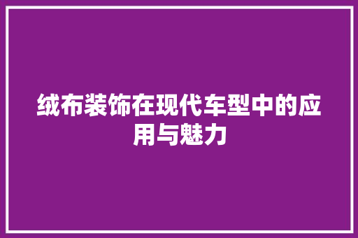 绒布装饰在现代车型中的应用与魅力