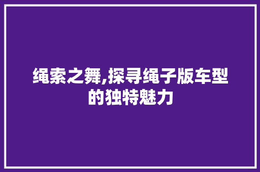 绳索之舞,探寻绳子版车型的独特魅力