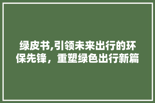 绿皮书,引领未来出行的环保先锋，重塑绿色出行新篇章