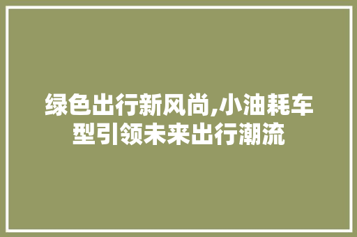 绿色出行新风尚,小油耗车型引领未来出行潮流