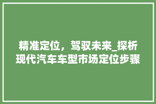 精准定位，驾驭未来_探析现代汽车车型市场定位步骤 车灯配件