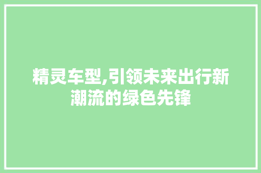 精灵车型,引领未来出行新潮流的绿色先锋