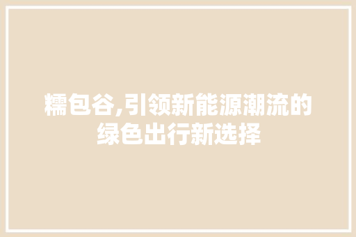 糯包谷,引领新能源潮流的绿色出行新选择