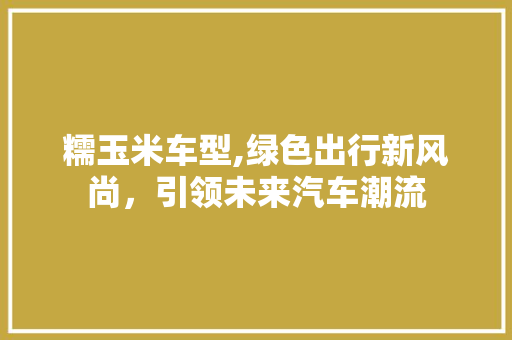 糯玉米车型,绿色出行新风尚，引领未来汽车潮流