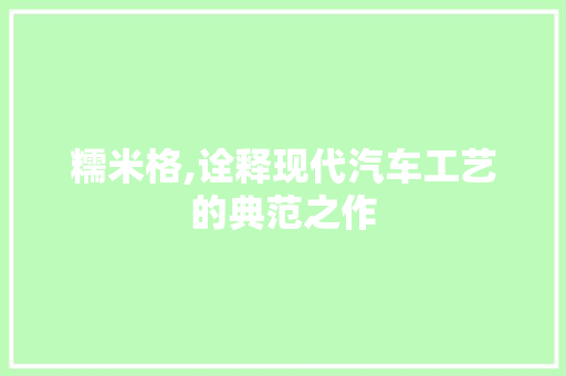 糯米格,诠释现代汽车工艺的典范之作