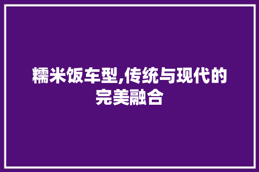 糯米饭车型,传统与现代的完美融合 新款车型