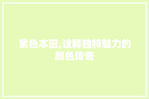 紫色本田,诠释独特魅力的颜色传奇