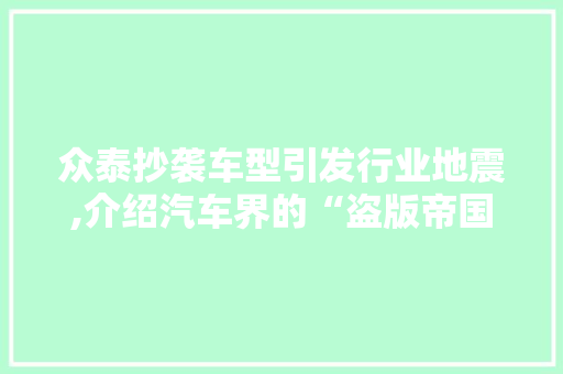 众泰抄袭车型引发行业地震,介绍汽车界的“盗版帝国” 车灯配件