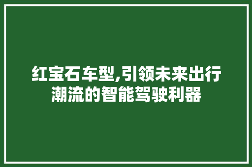 红宝石车型,引领未来出行潮流的智能驾驶利器