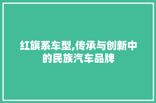 红旗系车型,传承与创新中的民族汽车品牌