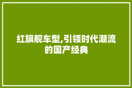 红旗舰车型,引领时代潮流的国产经典