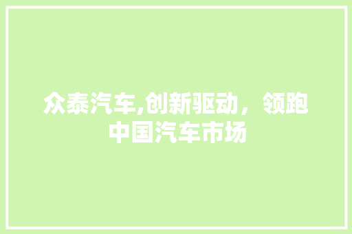众泰汽车,创新驱动，领跑中国汽车市场