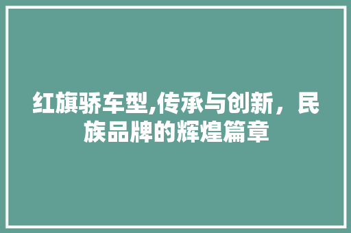 红旗骄车型,传承与创新，民族品牌的辉煌篇章